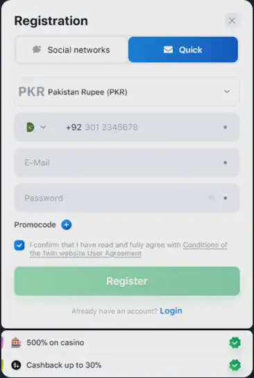 1win registration